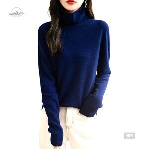 Merino Wool Seamless Turtleneck Sweater Long Sleeve Pullover Stretch Fit